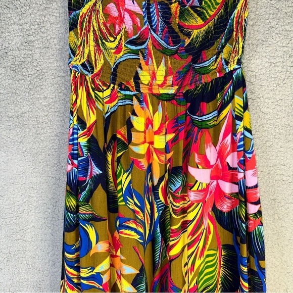 Aerie Strapless Smocked Floral Midi Small Petite Dress - Picture 5 of 11